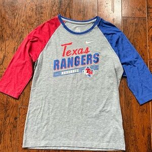Nike Kids Texas Rangers Gray and Red Long Sleeve Tee